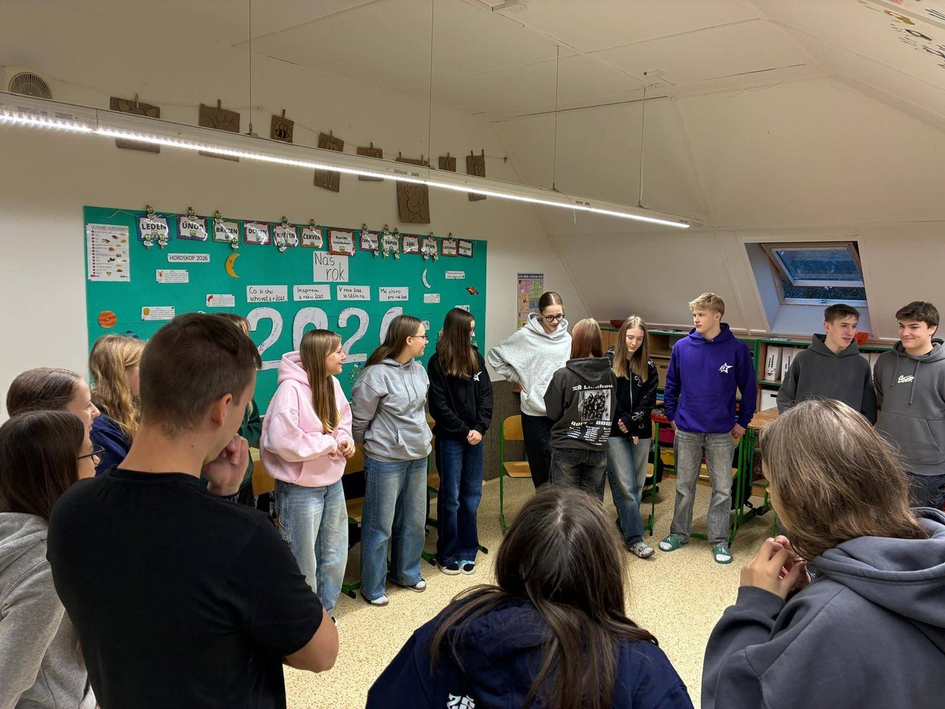 Žáci 9. třídy během preventivního programu Do dna?